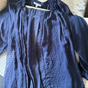 Elegant Navy boho Blue Women's Top blouse 1x